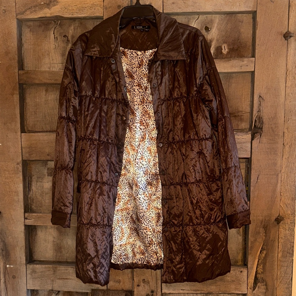 Lior Paris women’s Brown Quilted Long light weight Puffer Coat